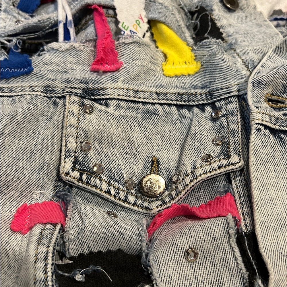 TAMARA MARIE Colorful Denim Jacket with Accents Sz Medium - 1 of a Kind - Picture 8 of 13